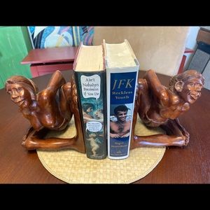 Hand carved nude figure bookends